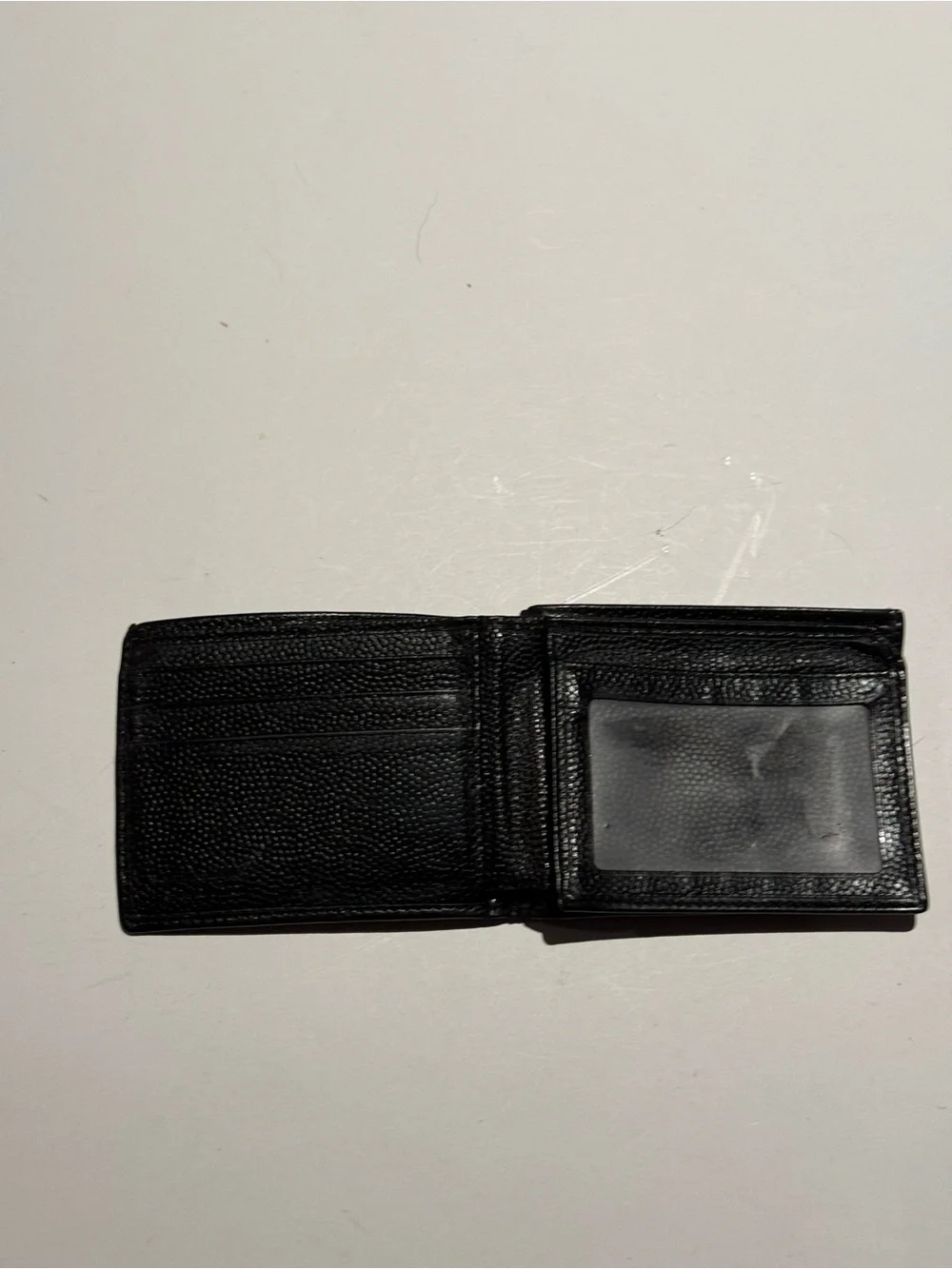 Salvatore Ferragamo Black Pebbled Leather Bi-Fold Wallet with Silver Hardware